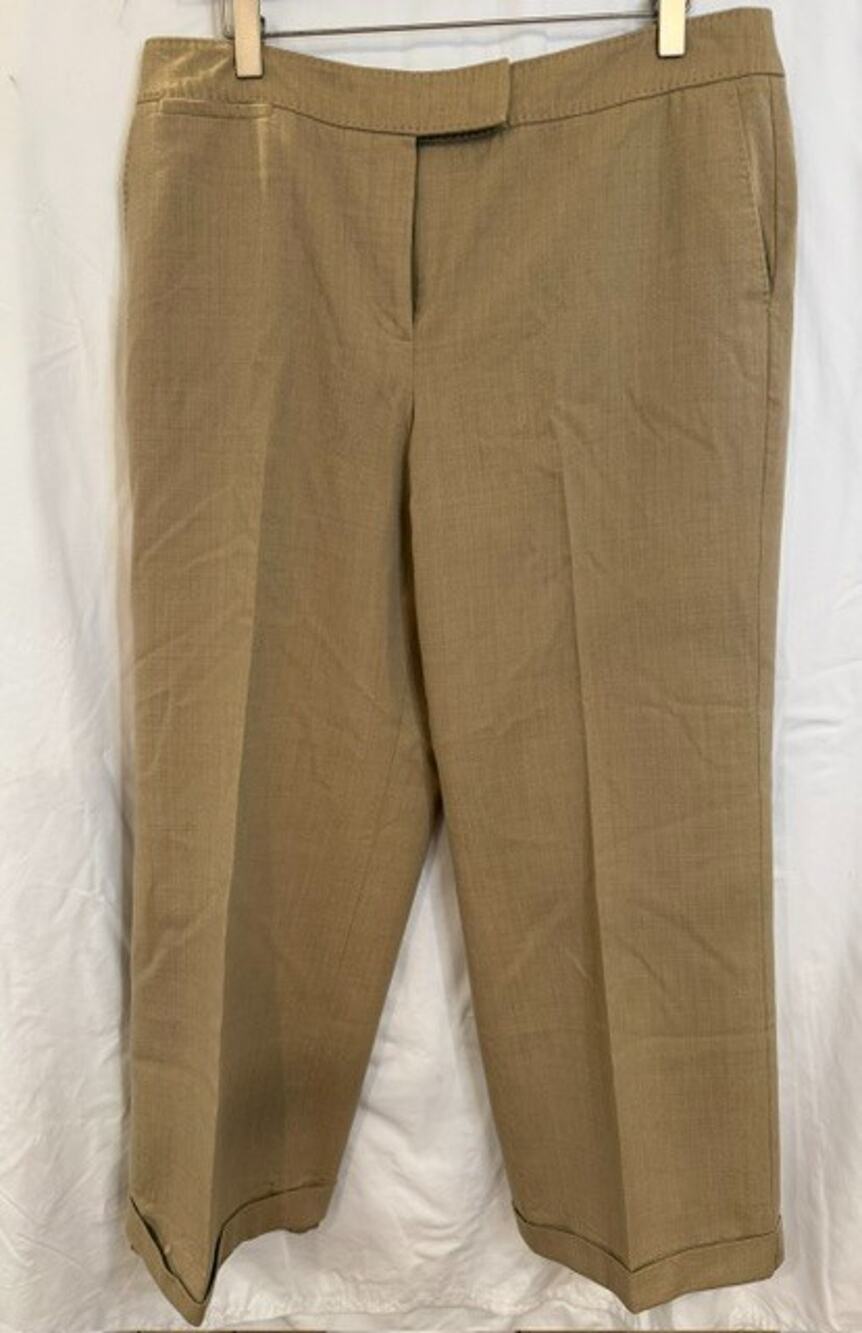 Talbots Wool Cuffed Khaki Pants Flat Front Women's 12 Petite